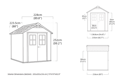 Classic Garden Shed Newton 757 Evotech by Keter - H252.0 x W228.0 x D223.5 cm