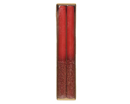 Velas rojas con purpurina Alt. 25 cm