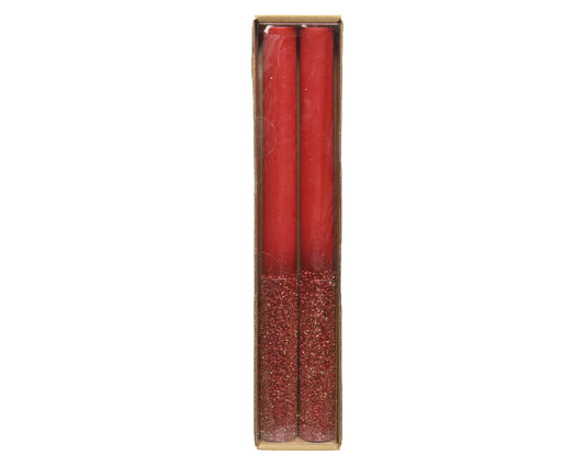 Red candles with glitter H 25 cm