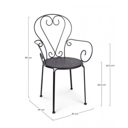 Silla De Jardín Con Reposabrazos De Acero Antracita Etienne 49X49X H89 Cm