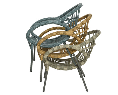 Castel armchair with outdoor wicker cushion in natural colour