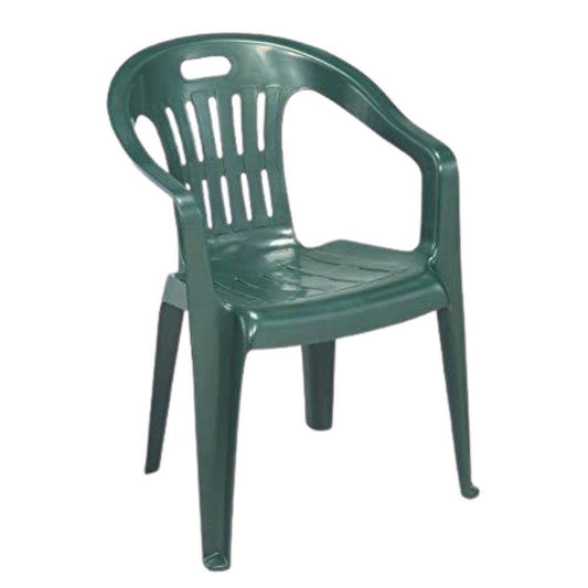 Piona green plastic outdoor chair with armrests