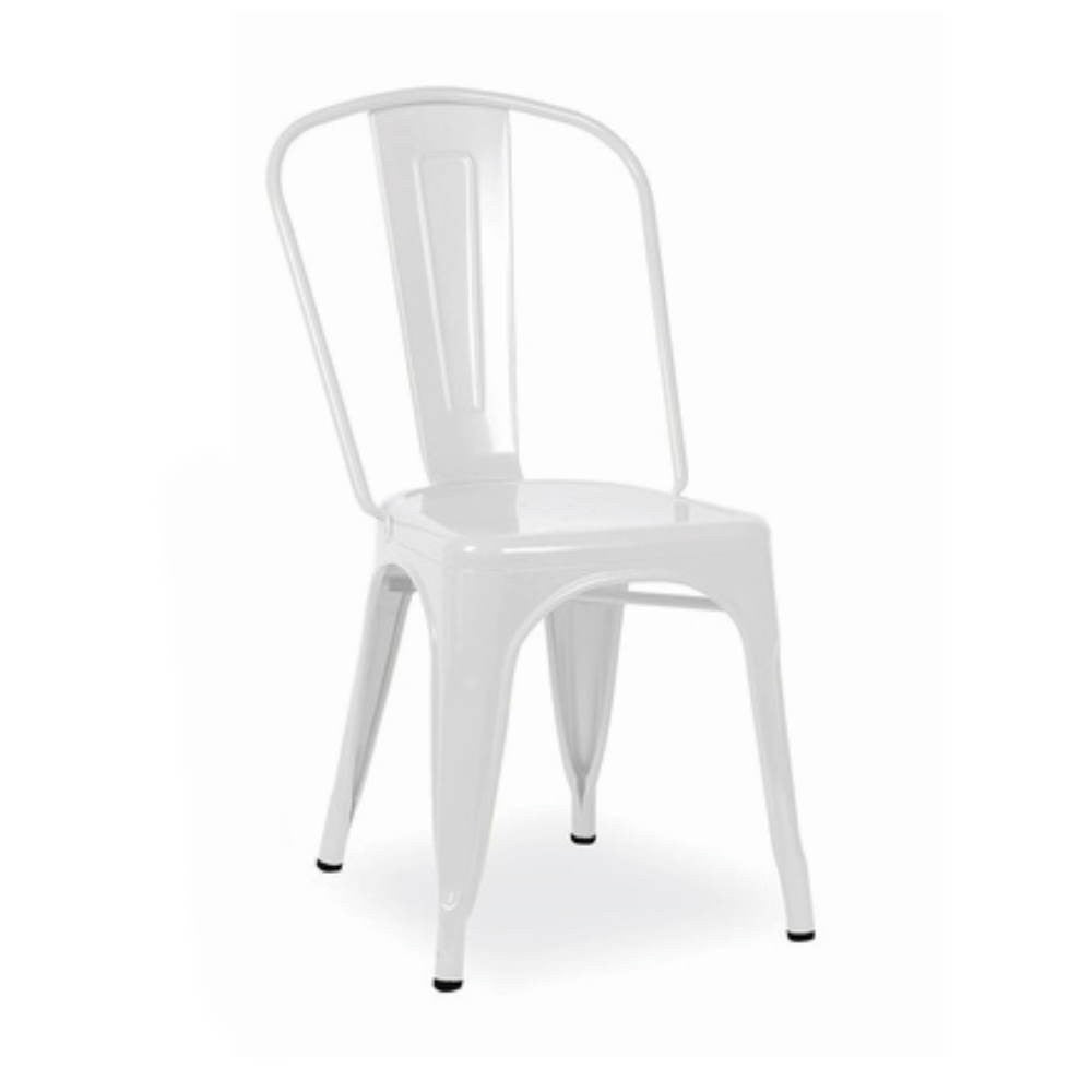 Silla blanco mate en metal bengala