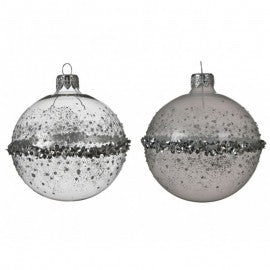 Weihnachtskugel in transparentem Glitzerglas sortiert 8 cm Stk 1