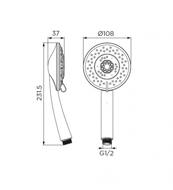 5-jet chrome hand shower with ivy decoration