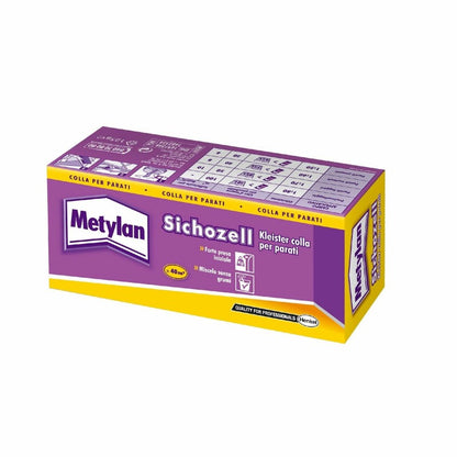 Pegamento para papel pintado de alta calidad Sichozell Metylan 125g con adhesivos para carteles y cenefas de papel pintado.