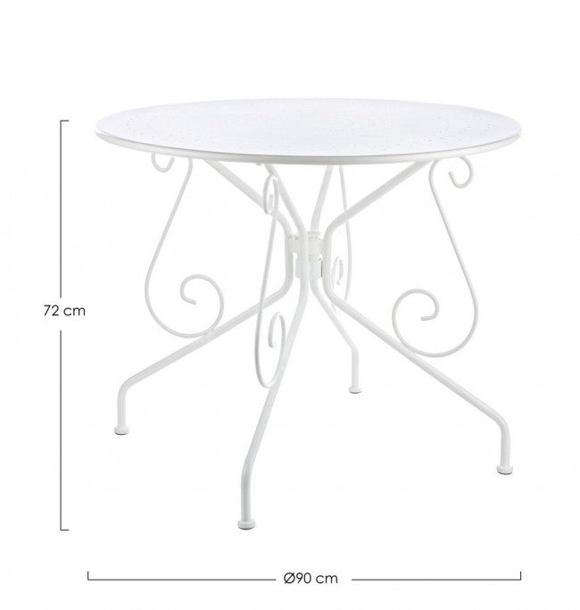 Etienne classic white table D90 in metal for outdoor use