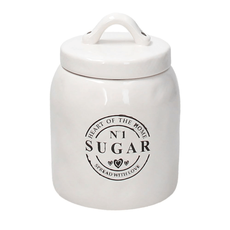 Beige ceramic sugar jar 720 cc