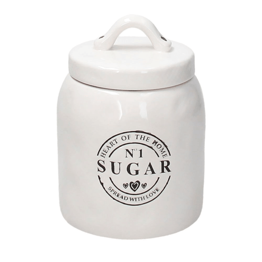 Beige ceramic sugar jar 720 cc