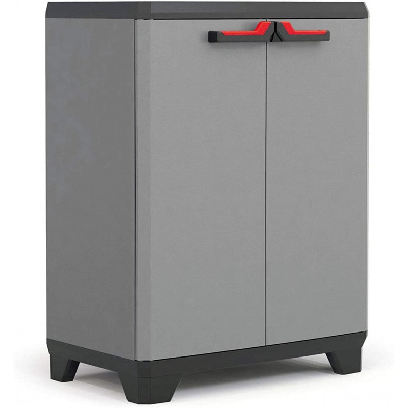 Keter Low Gray Resin Cabinet with 1 Shelf for Stilo Outdoor Furniture.