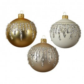 Christmas ball glass MATT assorted with Glitter 8 cm 1 pcs