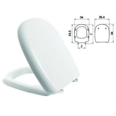 White thermosetting toilet seat "Five" with stainless steel hinges H025S - FER 410762