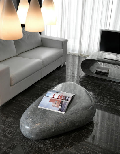 Modern Grey Stone Coffee Table - 74 x 123 x 27 cm