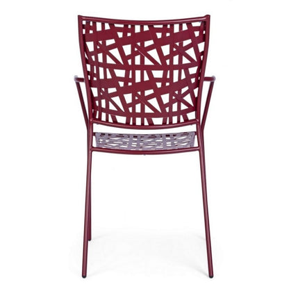 Kelsie Bordeaux Steel Chair With Armrests