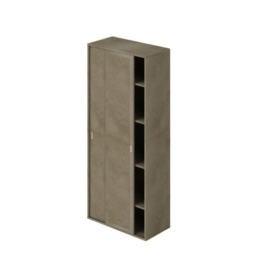 Sliding Door Wardrobe with Shelves Clay Color H212x90x43cm