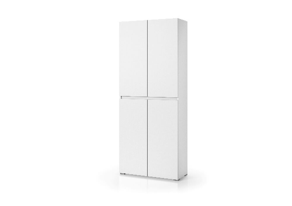 Multipurpose cabinet with 4 doors, groove handle, 7 adjustable shelves, white