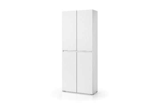 Multipurpose cabinet with 4 doors, groove handle, 7 adjustable shelves, white