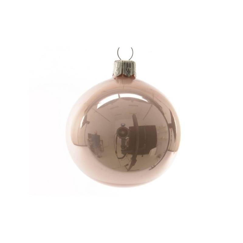 Christbaumschmuck Glänzende rosa Glaskugel 8 cm