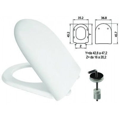 White "Luna 2" thermosetting toilet seat with stainless steel hinges H050 - FER 410786.