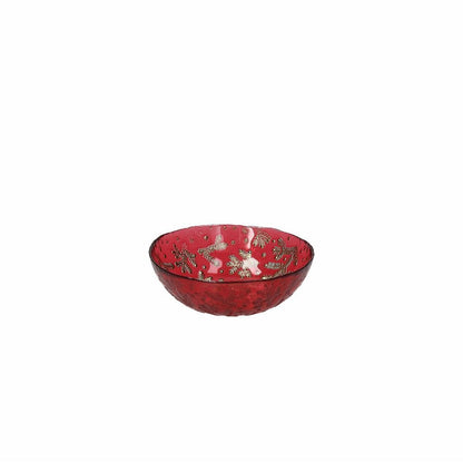 Red Glass Holly Gold Bowl 230 Cc