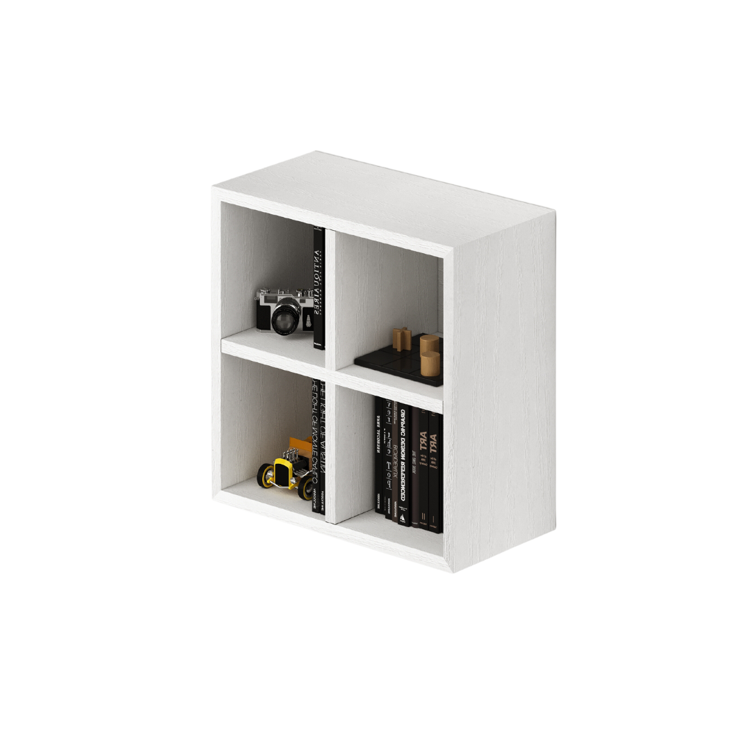 Wall unit with 4 open compartments, White color H60x60x30cm