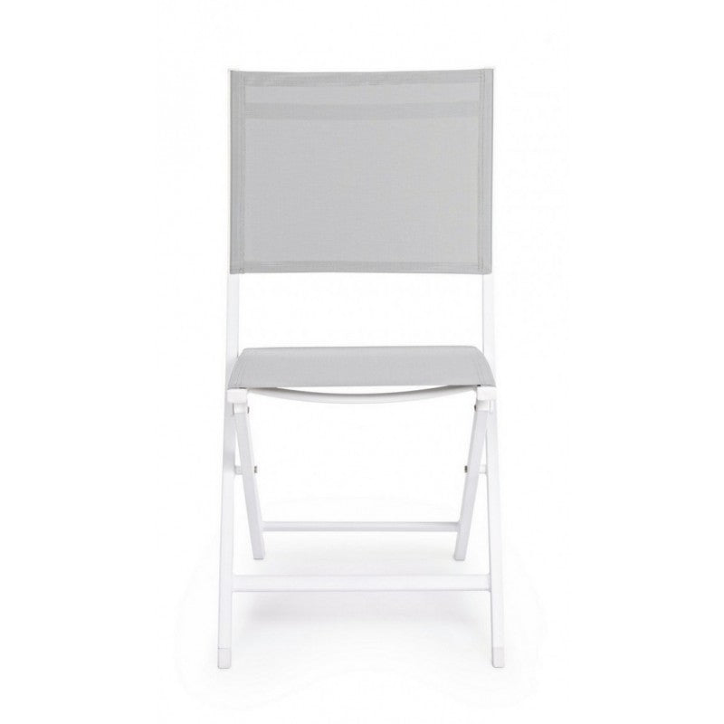 Silla Exterior En Aluminio Blanco Gris Elin 47X57X H88 Cm