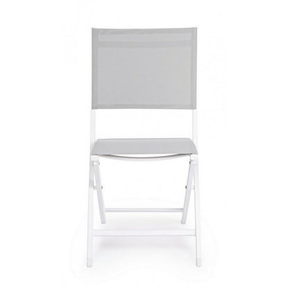 Silla Exterior En Aluminio Blanco Gris Elin 47X57X H88 Cm