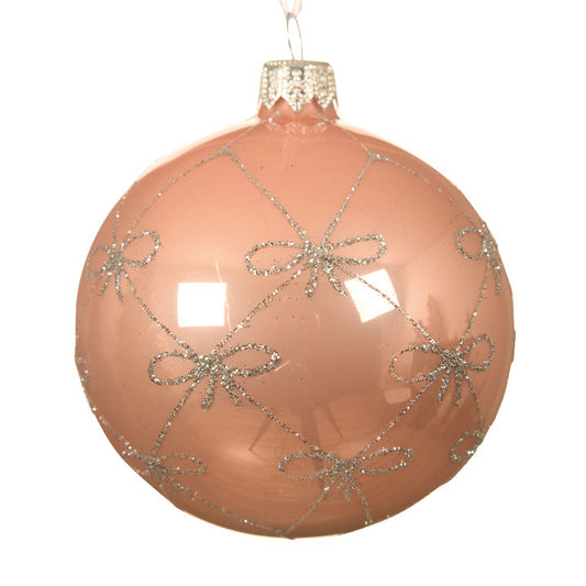 Gold - pink Christmas ball with bows Ø8 cm