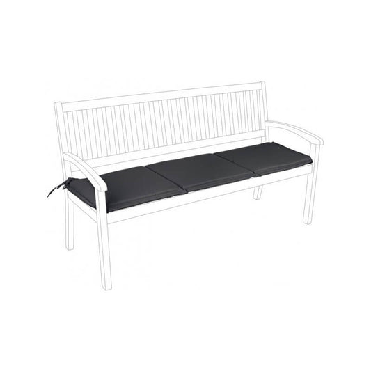 Olefin Anthracite 3-seater bench outdoor cushion with removable cover