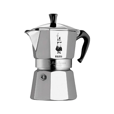 Bialetti Moka Express mit silbernem Aluminiumband für 6 Tassen