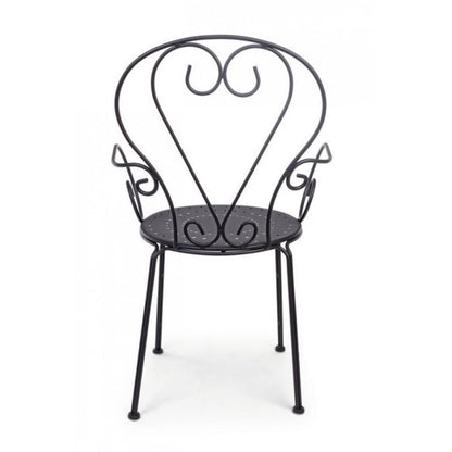 Garden Chair With Armrests In Anthracite Steel Etienne 49X49X H89 Cm