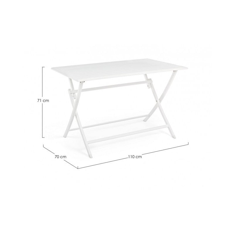 Mesa de exterior en aluminio Blanco ELIN 110x70x h71 cm