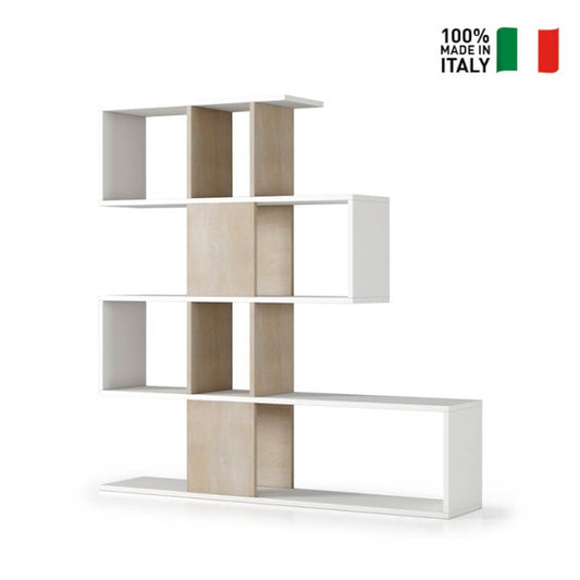 Modern Bookcase 5 White Oak Shelves