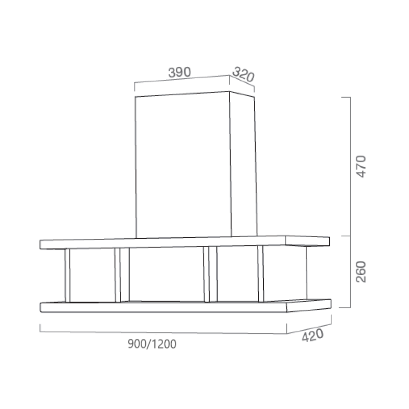 Industrial Range Hood in Brushed Stainless Steel 90 cm