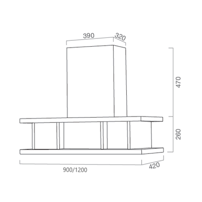 Industrial Range Hood in Brushed Stainless Steel 90 cm