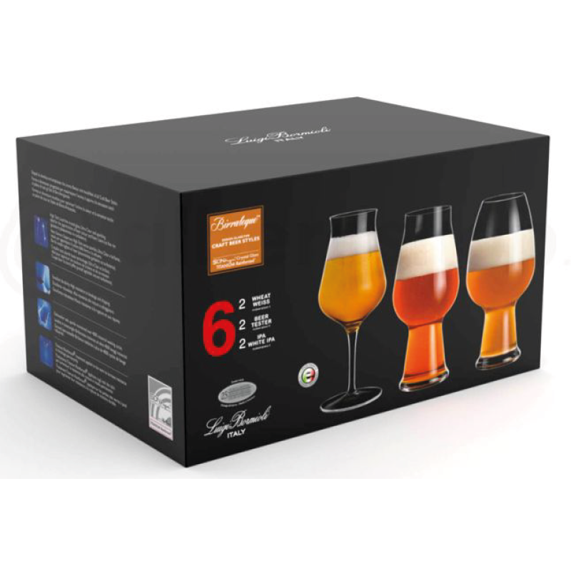 Bierset mit 6 Bormioli Biergläsern