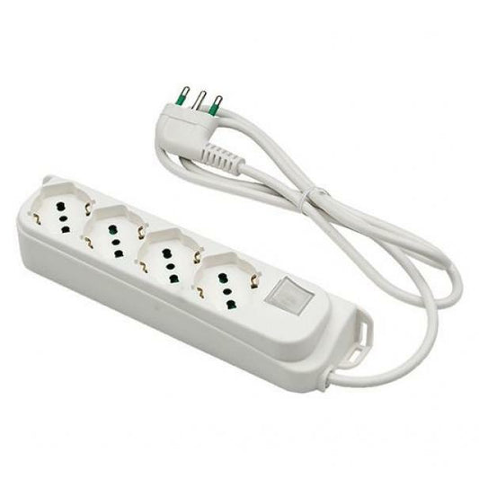 White power strip FANTON with switch and 4 outputs, 2P+E 16A plug - reliable and high quality