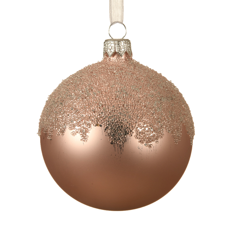 Christmas ball with top covered with glitter Ø8 cm