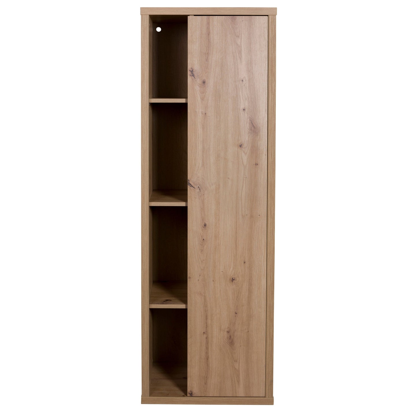 Mueble columna con 1 puerta y 4 compartimentos - Ladama - Roble Miel - 160x51.40x35.00 cm