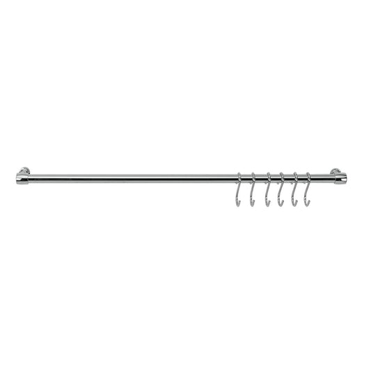 Chromed bar 60 cm + 6 Lonardo S-shaped chrome hooks