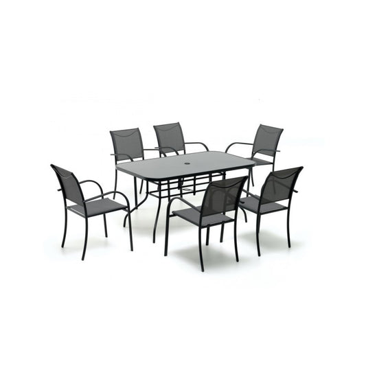 Dining set in anthracite iron PLAYA seven pieces