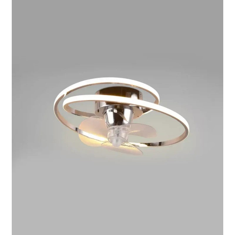 Chrome LED fan ceiling light ø50 cm with remote control