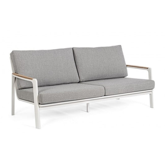 2-3-Sitzer-Sofa aus Aluminium mit weißen Jalisco-Kissen