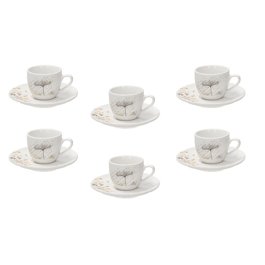 Paquete de 6 tazas de café; con platillo 80 cc Poesia Beige Porcelana