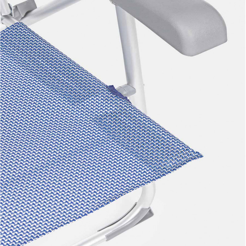 CROSS Tumbona plegable azul con respaldo alto