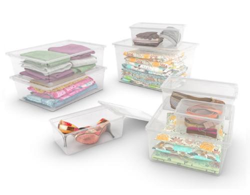 C-Box: the multi-purpose transparent container with lid and object holder (dimensions L of 38.5x55x16.5 cm)