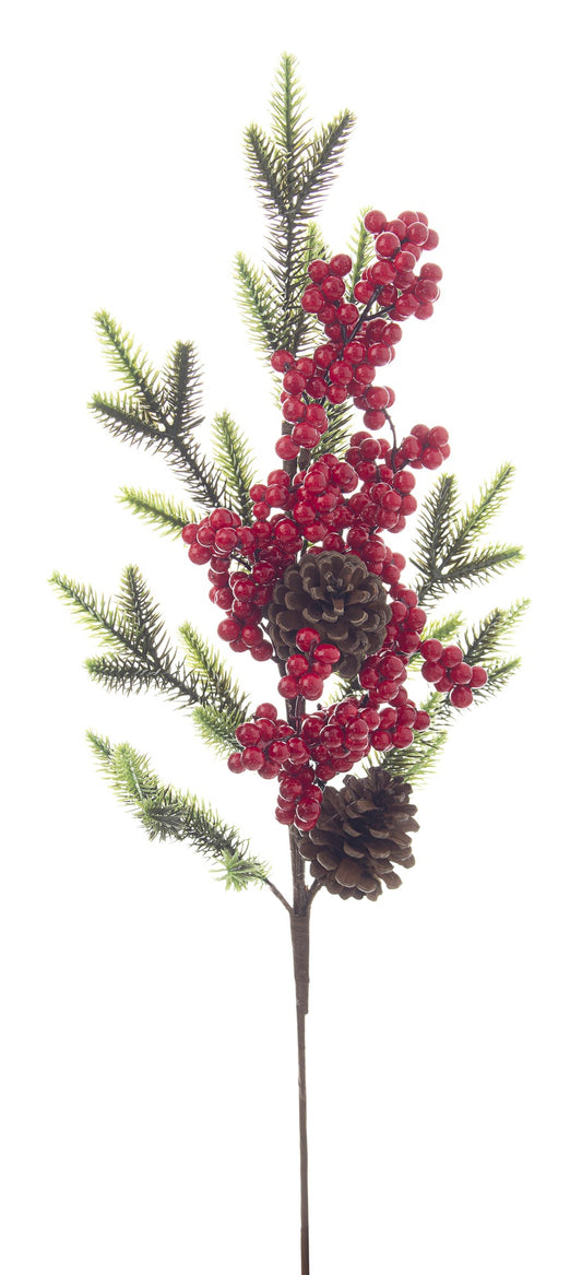 Jennie Berries Red Branch C-Pine Cone H63cm