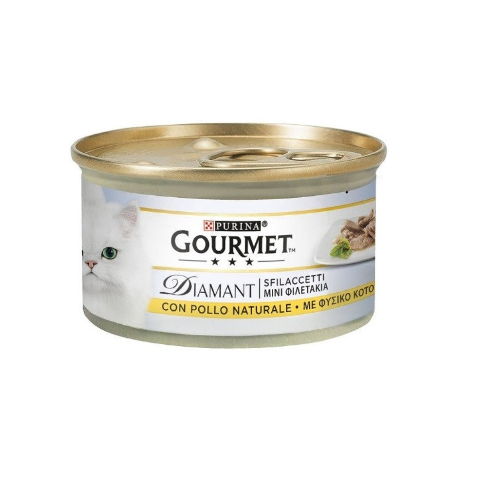 Tiras Gourmet Diamant con pollo Purina 85 gramos