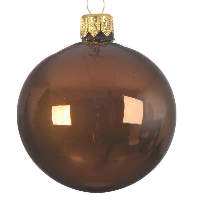 Bola de Navidad canela brillante Ø10 cm