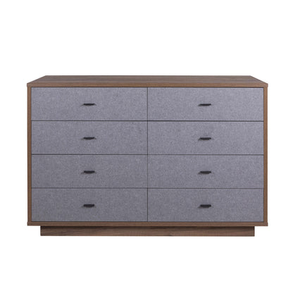 Elegante Kommode mit 8 Schubladen - Nussbaum/Grau - 138x89,50x44,40 cm